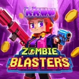 Interface colorida e vibrante do jogo de slot Zombie Blasters com temática de arcade retrô